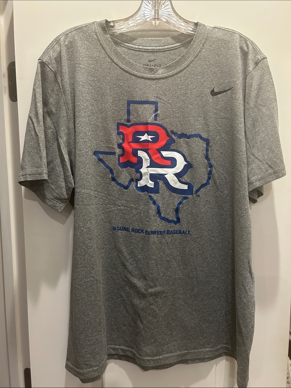 Nike Dri-Fit Gray Round Rock Express Texas Baseball Logo Tee